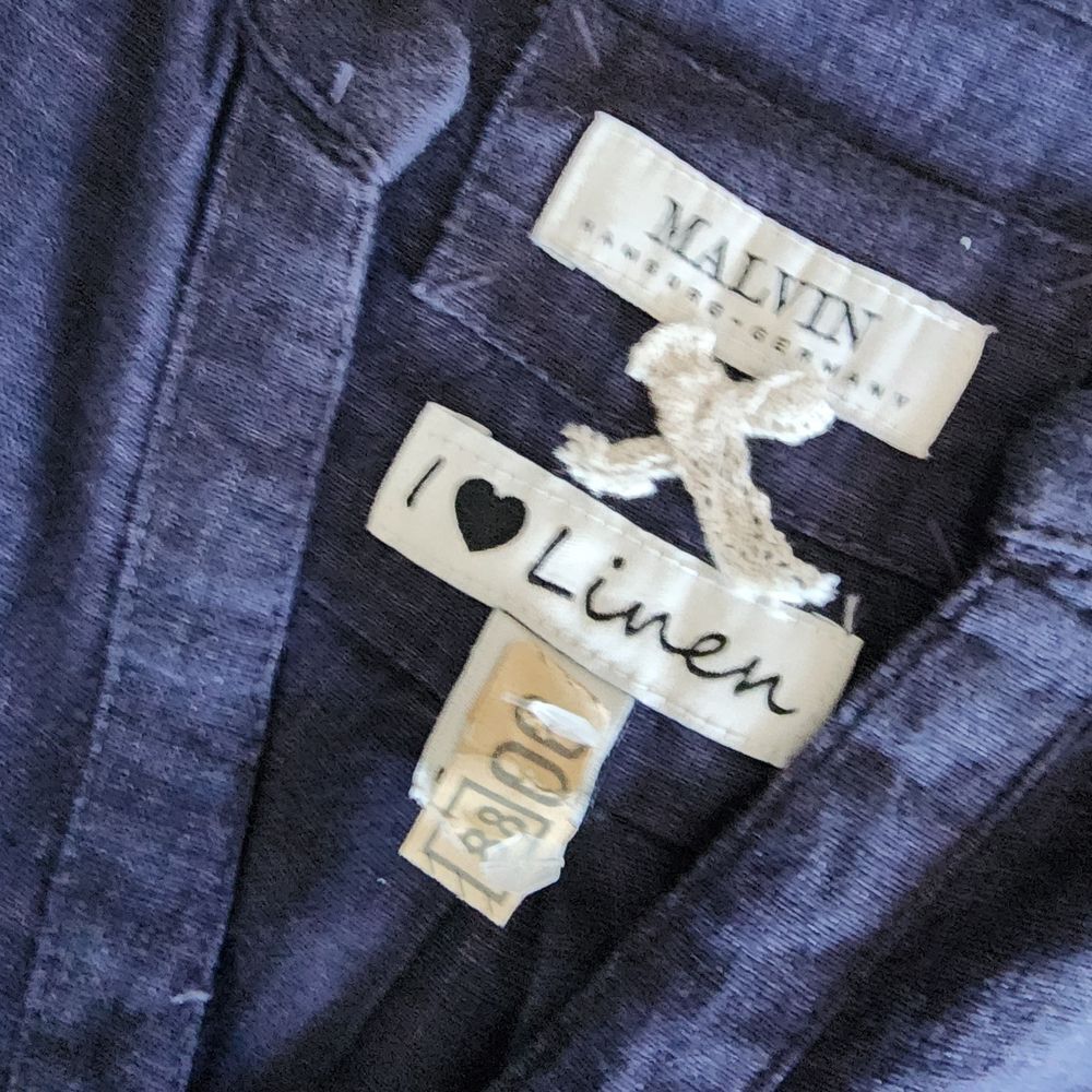 Women's Linen Blue Button-Up Tunic Dress - Picture 8 of 11